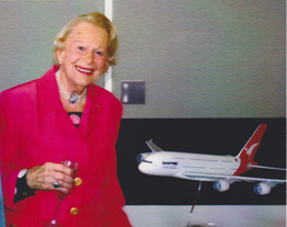 Nancy-Bird at her 90th Birthday Party with her namesake A380 (Courtesy Heather Parker)